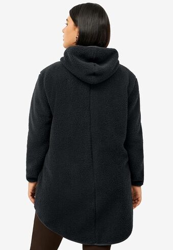 ellos Plus Size Zip Front Hooded Sherpa Jacket in Kuwait
