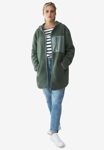 ellos Plus Size Zip Front Hooded Sherpa Jacket in Kuwait