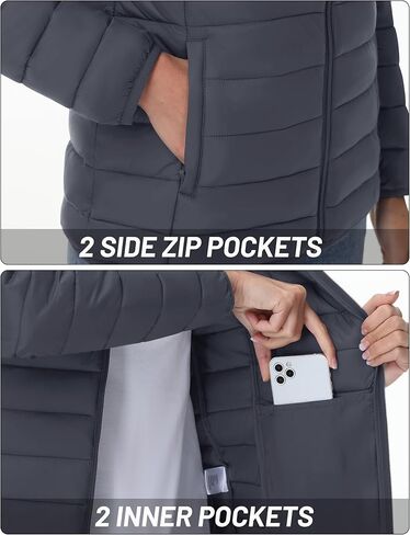 YUCOLEN Women's Puffer Jacket with Hood Lightweight Quilted Padded 4 Pockets Zip-up Coat Winter Jackets for Women in Kuwait