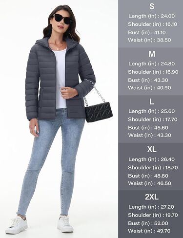 YUCOLEN Women's Puffer Jacket with Hood Lightweight Quilted Padded 4 Pockets Zip-up Coat Winter Jackets for Women in Kuwait