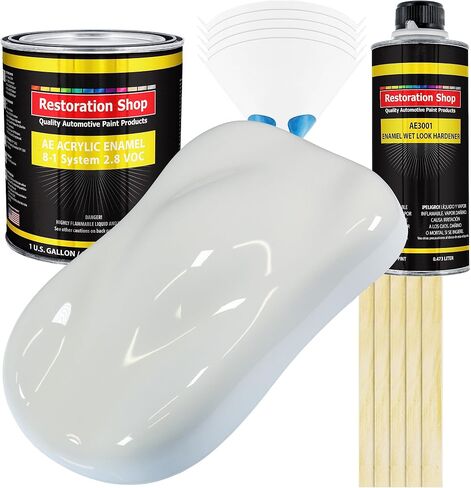 Restoration Shop - Cameo White Acrylic Enamel Auto Paint - Complete Gallon Paint Kit - Professional Single Stage High Gloss Automotive, Car, Truck, Equipment Coating, 8:1 Mix Ratio, 2.8 VOC in Saudi Arabia