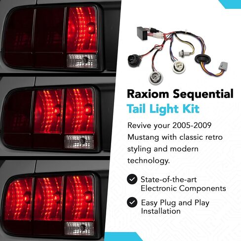 Raxiom Sequential Tail Light Harness Kit مع توصيل توصيل وملعب الأسلاك يناسب Mustang 2005-2009 in Kuwait