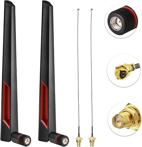 Superbat Dual Band WiFi Antenna 2.4GHz 5GHz 5.8GHz SMA WiFi Antennae for PC Desktop Computer Motherboard PCI WiFi Bluetooth Card Wireless Network Router (2-Pack) in Saudi Arabia