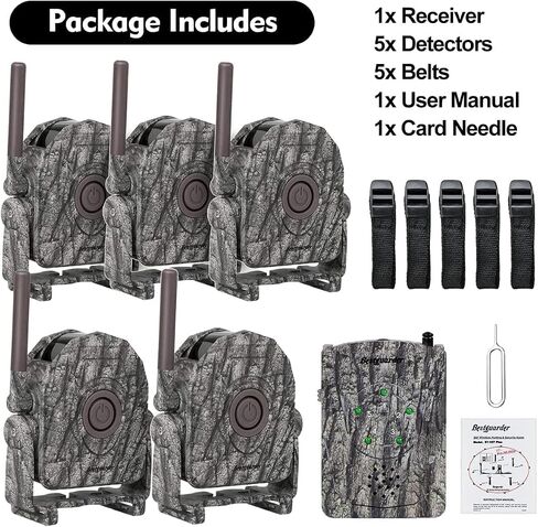 Wireless Alarm System Kits, 300M Wide Range IR Night Vision Alarm in Full Dark Outdoor Weather Resistant 5 Motion Sensor Detector &1 Receiver for Perimeter Trip, Fence Trail Wild Hunting Blind Trap in Saudi Arabia