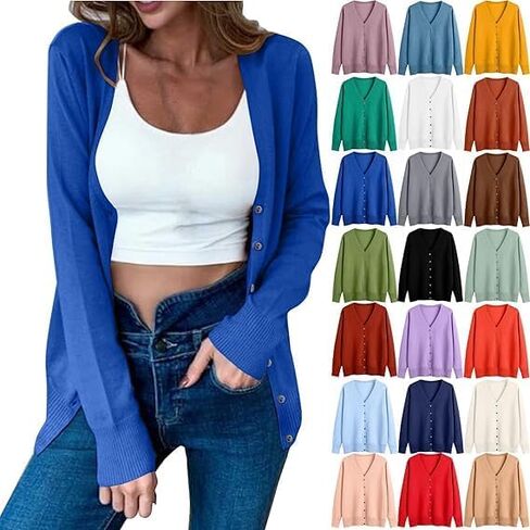 Cardigan Sweaters for Women Lightweight Open Front Tops Blouse Long Sleeve Button Down Knit Fall Trendy 2025 Coat in Kuwait