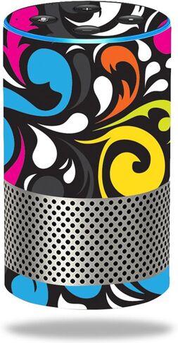 MightySkins Skin Compatible with Amazon Echo (2ND Gen) - Black Leather | Protective, Durable, and Unique Vinyl Decal Wrap Cover | Easy to Apply, Remove, and Change Styles | Made in The USA in Saudi Arabia