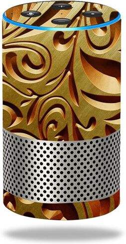 MightySkins Skin Compatible with Amazon Echo (2ND Gen) - Black Leather | Protective, Durable, and Unique Vinyl Decal Wrap Cover | Easy to Apply, Remove, and Change Styles | Made in The USA in Saudi Arabia