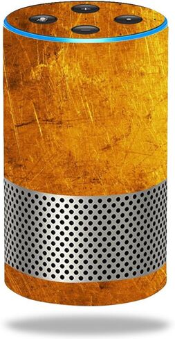 MightySkins Skin Compatible with Amazon Echo (2ND Gen) - Black Leather | Protective, Durable, and Unique Vinyl Decal Wrap Cover | Easy to Apply, Remove, and Change Styles | Made in The USA in Saudi Arabia