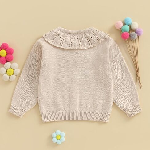 Toddler Baby Girl Sweater Floral Cardigan Knit Long Sleeve Coat Cute Fall Winter Outfits Clothes Infant Newborn in Kuwait