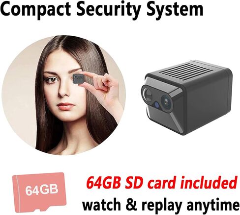 W-A2 Wi-Fi Magnetic Wireless Cameras for Home Security, No WiFi Video Recorder with 64GB SD Card,150 Days Long Battery Life,Night Vision,Motion Detection,Cloud Storage for Car,Pet,Baby & More in Kuwait