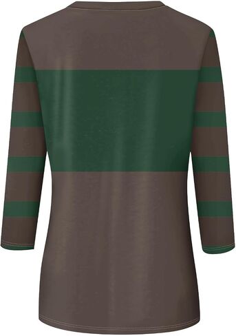 Fall Tops for Women 2025 Trendy Casual T-Shirts 3/4 Sleeve Color Block Cute Tops Comfy Blouses Striped Shirts in Kuwait