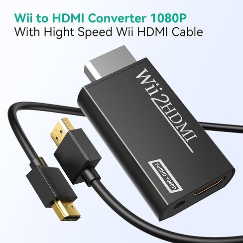 GANA Wii to HDMI Converter Adapter with Hdmi Cable Connect Wii Console to HDMI Display in 1080p Output Video with 3.5mm Audio Supports All Wii Display Modes Khaki in Saudi Arabia