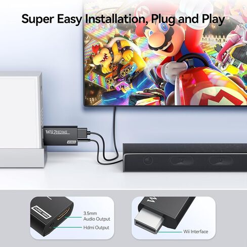 GANA Wii to HDMI Converter Adapter with Hdmi Cable Connect Wii Console to HDMI Display in 1080p Output Video with 3.5mm Audio Supports All Wii Display Modes Khaki in Saudi Arabia