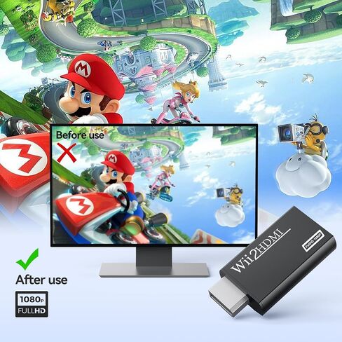 GANA Wii to HDMI Converter Adapter with Hdmi Cable Connect Wii Console to HDMI Display in 1080p Output Video with 3.5mm Audio Supports All Wii Display Modes Khaki in Saudi Arabia