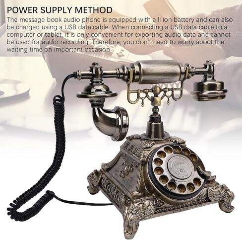 Audio Guest Book Phone, 32G Capacity Vintage Retro Telephone, Retro Audio Telephone Recording Customized Voice Message for Your Wedding Party, Wedding Idea Alternative (Antique Brass Color) in Saudi Arabia