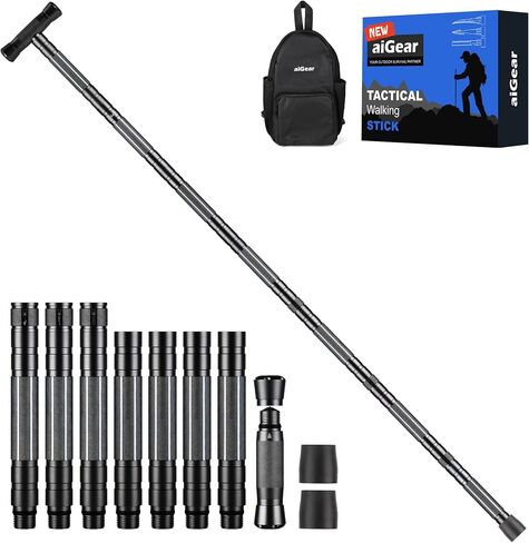 aiGear Walking Stick - Upgraded Aluminum Hiking Poles with Adjustable Height, Outdoor 8 Tubes Walking Sticks for Hiking Trekking Men Women in Saudi Arabia