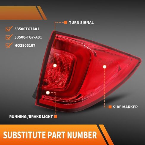 33500TG7A01 مجموعة ضوء الذيل الخارجي لا يتوافق مع الهالوجين مع Pilot 2016 2017 2018 Right Massenger Side Leach Lamp Lamp Wanillight HO2805107 in Kuwait