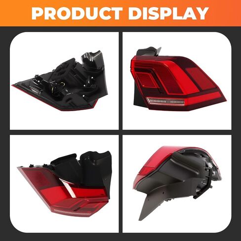 Outer Tail Light Assembly W/Bulbs & Harness Compatible with 2018-2023 Ti-guan Driver Side Rear Taillight Tail Lamp 5NN945095A VW2804126 (Left) in Saudi Arabia