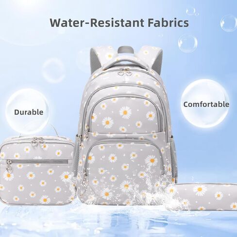 Daisy Kids Backpack for Girls, Multi Pocket School Bags with Lunch Box for Elementary, Teen Girls Bookbag Set in Saudi Arabia