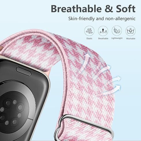 5 عبوات من حزام النايلون القابل للتمدد متوافق مع أحزمة ساعة Apple 40 مم 41 مم 42 مم 44 مم 45 مم 46 مم 49 مم 38 مم للنساء والرجال، حزام حلقة منفرد مرن مضفر لـ iWatch SE Ultra 2 1، السلسلة 10 9 8 7 6 5 4 3 2 1 in Kuwait