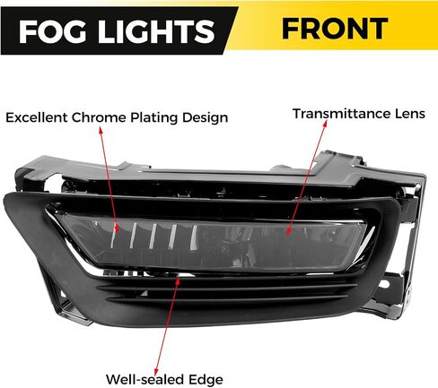 KUAFU Fog Light+Fog Light Bezel Compatible with 2013-2015 HONDA ACCORD 4DOOR W/Switch Bumper Driving Fog Lamps Replacement for 33900T2AA01 33950T2AA01 HO2592132 HO2593132 Smoke Lens in Saudi Arabia