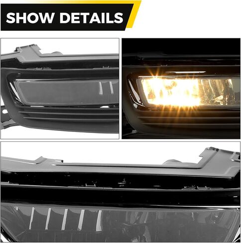 KUAFU Fog Light+Fog Light Bezel Compatible with 2013-2015 HONDA ACCORD 4DOOR W/Switch Bumper Driving Fog Lamps Replacement for 33900T2AA01 33950T2AA01 HO2592132 HO2593132 Smoke Lens in Saudi Arabia