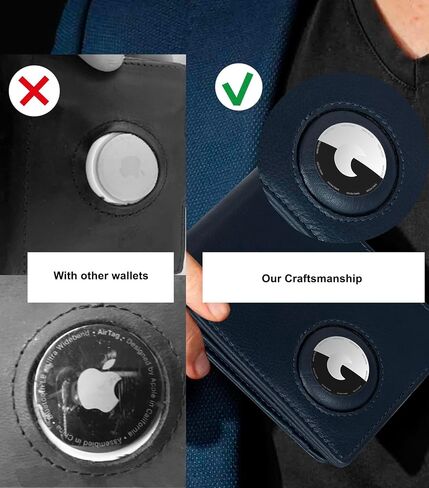 Marc Peter Airtag Wallet - جيب أمامي الحد الأدنى RFID يمنع رجال المحفظة جلد الحبوب الكاملة ، حامل الجوية Bifold مع نافذة معرّفتين حتى 14 بطاقة وصندوق هدايا Nappa Black in Saudi Arabia