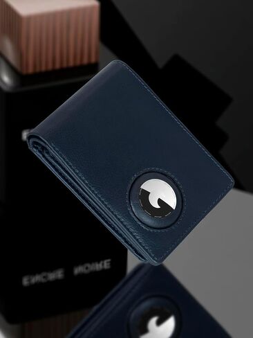 Marc Peter Airtag Wallet - جيب أمامي الحد الأدنى RFID يمنع رجال المحفظة جلد الحبوب الكاملة ، حامل الجوية Bifold مع نافذة معرّفتين حتى 14 بطاقة وصندوق هدايا Nappa Black in Saudi Arabia