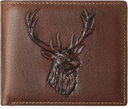 GOIACII Front Pocket Genuine Leather Card Holder Zip Pocket Vintage Bifold Stylish Wallet for Men Coffee in Saudi Arabia
