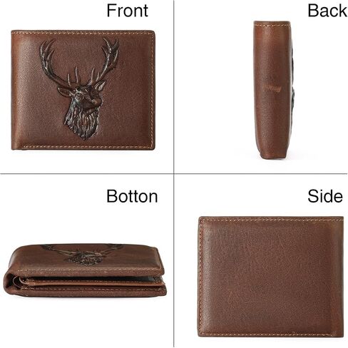GOIACII Front Pocket Genuine Leather Card Holder Zip Pocket Vintage Bifold Stylish Wallet for Men Coffee in Saudi Arabia