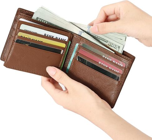GOIACII Front Pocket Genuine Leather Card Holder Zip Pocket Vintage Bifold Stylish Wallet for Men Coffee in Saudi Arabia