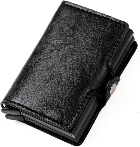 Pop up Card Wallet RFID Blocking Slim Metal Men Credit Card Holder Case Business Money Pocket Double Card Case for Men and Women (coffee) in Saudi Arabia