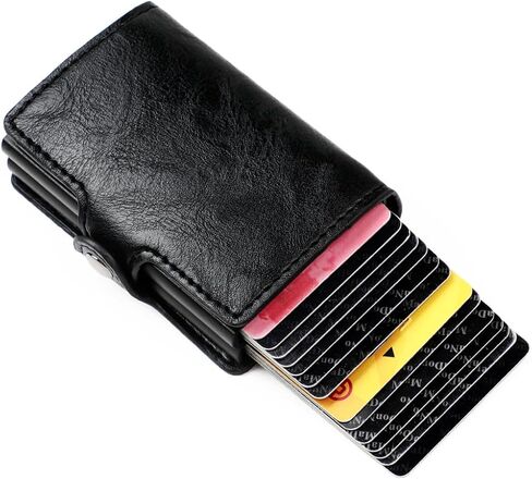 Pop up Card Wallet RFID Blocking Slim Metal Men Credit Card Holder Case Business Money Pocket Double Card Case for Men and Women (coffee) in Saudi Arabia