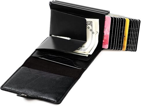 Pop up Card Wallet RFID Blocking Slim Metal Men Credit Card Holder Case Business Money Pocket Double Card Case for Men and Women (coffee) in Saudi Arabia