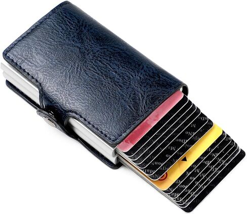 Pop up Card Wallet RFID Blocking Slim Metal Men Credit Card Holder Case Business Money Pocket Double Card Case for Men and Women (coffee) in Saudi Arabia