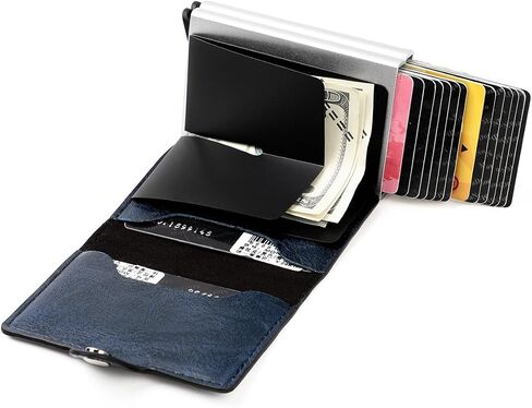 Pop up Card Wallet RFID Blocking Slim Metal Men Credit Card Holder Case Business Money Pocket Double Card Case for Men and Women (coffee) in Saudi Arabia