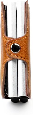 Pop up Card Wallet RFID Blocking Slim Metal Men Credit Card Holder Case Business Money Pocket Double Card Case for Men and Women (coffee) in Kuwait