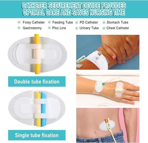 30PCS Catheter Stabilization Devices Catheter Tube Holder Urinary Stabilizer Adhesive Leg Bag Fixation Legband Holder Stickers Patch Accessories for Single Double Feeding G Tube in Saudi Arabia