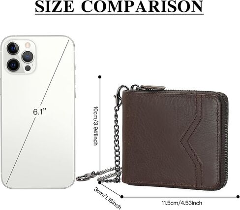 GOIACII Front Pocket Genuine Leather Card Holder Zip Pocket Vintage Bifold Stylish Wallet for Men Coffee in Saudi Arabia