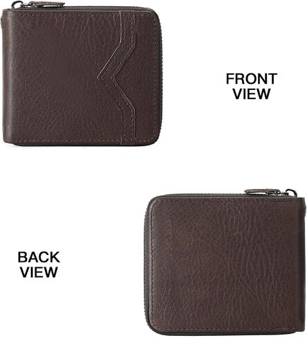 GOIACII Front Pocket Genuine Leather Card Holder Zip Pocket Vintage Bifold Stylish Wallet for Men Coffee in Saudi Arabia