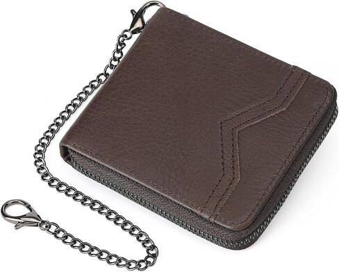 GOIACII Front Pocket Genuine Leather Card Holder Zip Pocket Vintage Bifold Stylish Wallet for Men Coffee in Saudi Arabia