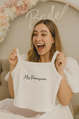 Embroidered Custom Bride Crop Top Personalized Mrs Tank Top Wifey Tshirt Bachelorette Shirts Bride Tank Tops for Women Wife of the Party Shirt Future Mrs Gifts Bachelorette Gifts for Bridesmaids in Saudi Arabia