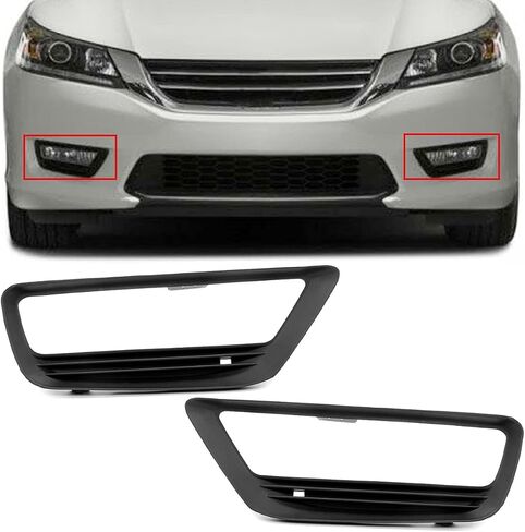 KUAFU Fog Light+Fog Light Bezel Compatible with 2013-2015 HONDA ACCORD 4DOOR W/Switch Bumper Driving Fog Lamps Replacement for 33900T2AA01 33950T2AA01 HO2592132 HO2593132 Smoke Lens in Saudi Arabia