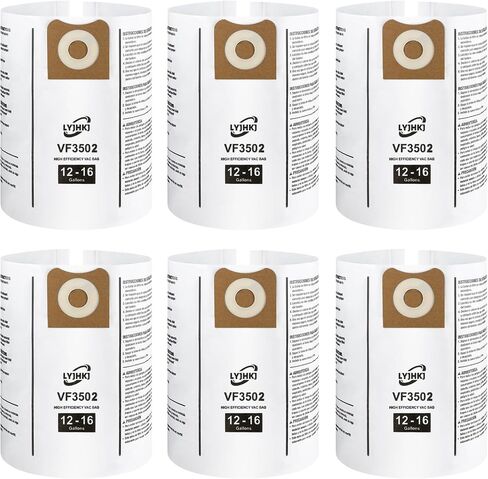 6 Pack VF3502 Repalcement Shop Vac Filter Bags Compatible with Ridgid 12-16 Gallon Wet/Dry Vacs, Size A High-Efficiency Double-Layer Vacuum Filter Bags in Saudi Arabia