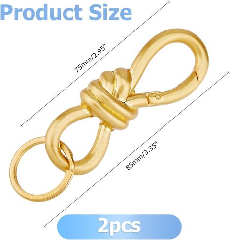 2pcs Keychain Clips with Rings Figure 8 Keychain 3.35 inch Vintage Alloy Keychains Golden Detachable Keyring with Brass Ring for Purse Backpack Ornament in Saudi Arabia
