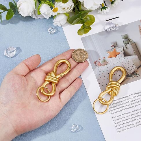 2pcs Keychain Clips with Rings Figure 8 Keychain 3.35 inch Vintage Alloy Keychains Golden Detachable Keyring with Brass Ring for Purse Backpack Ornament in Saudi Arabia