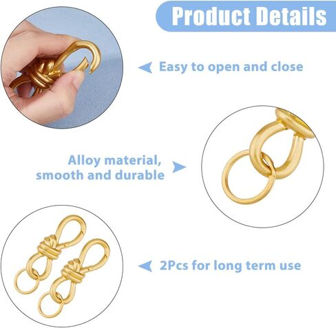 2pcs Keychain Clips with Rings Figure 8 Keychain 3.35 inch Vintage Alloy Keychains Golden Detachable Keyring with Brass Ring for Purse Backpack Ornament in Saudi Arabia