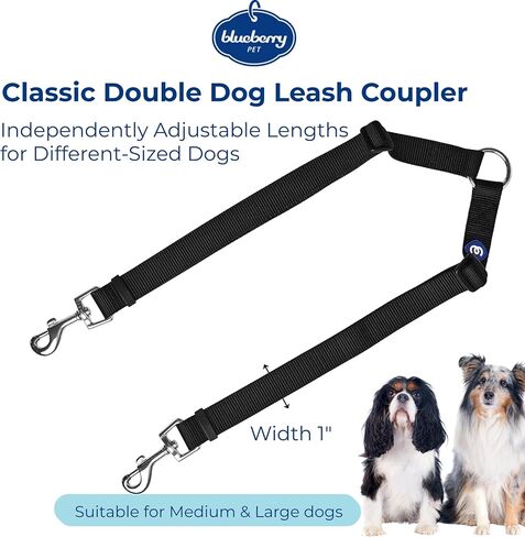 Blueberry Pet Essentials مقود مزدوج كلاسيكي متين للكلاب، أوركيد داكن، متوسط/كبير، مقاود مزدوجة للمشي والتدريب لكلبين in Saudi Arabia