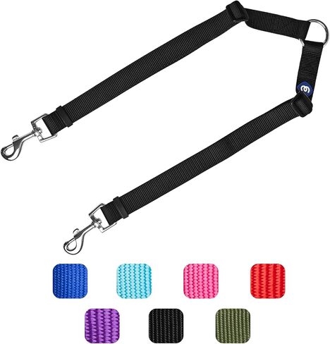 Blueberry Pet Essentials مقود مزدوج كلاسيكي متين للكلاب، أوركيد داكن، متوسط/كبير، مقاود مزدوجة للمشي والتدريب لكلبين in Saudi Arabia