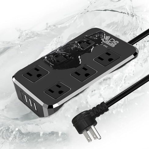 Outdoor Power Strip Weatherproof, Waterproof Surge Protector with 6 Wide Outlet with 3 USB Ports, 10FT Extension Cord,1875W Overload Protection,Outlet Extender for Christmas Lights ETL Listed Black in Kuwait